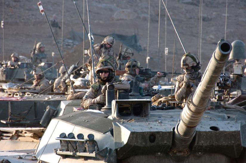 U.S. tank crews move toward a Forward Operating Base near Kandahar in Afghanistan