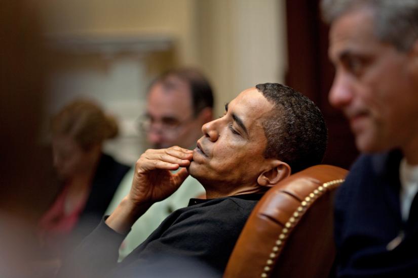 President Obama during a meeting with Cabinet members