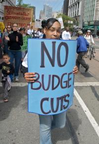 Marching against the California budget cuts in San Francisco