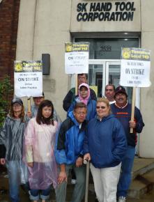 Workers at SK Hand Tools are on the picket line to defend their health care benefits