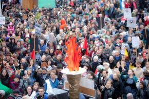 Some 5,000 people marched in protest as the Vancouver Games began