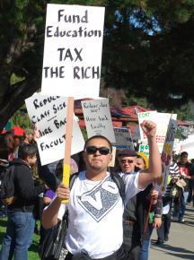 Students at San Francisco State University marching to defend public education on March 4