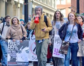 Participants in Occupy Chicago on the march