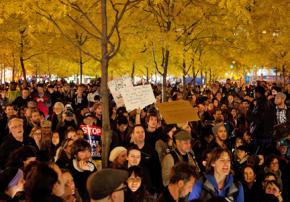 Some 1,000 people turned out for the Occupy General Assembly the night after police evicted campers