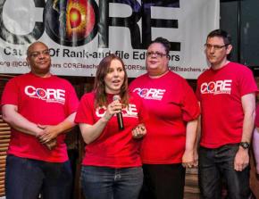 The CORE slate for top offices in the CTU (left to right): Michael Brunson, Kristine Mayle, Karen Lewis and Jesse Sharkey