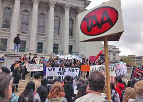 Graduate workers rally for a fair contract at the University of Wisconsin-Madison